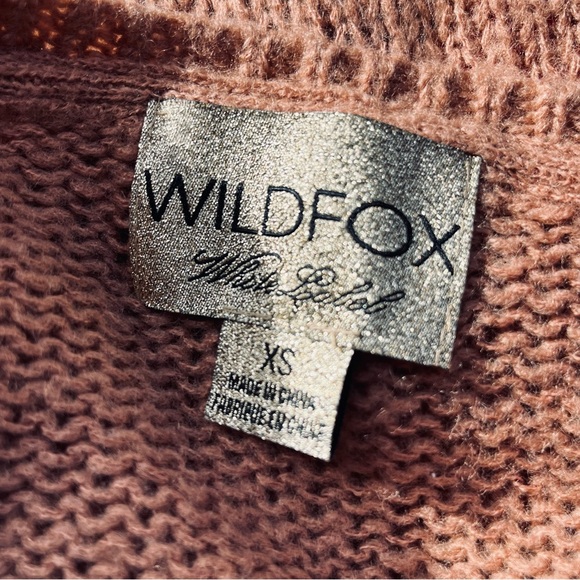 Wildfox Mocha Oversized Knit Shredded Detail Heart Accent Pullover Sweater - Picture 9 of 10